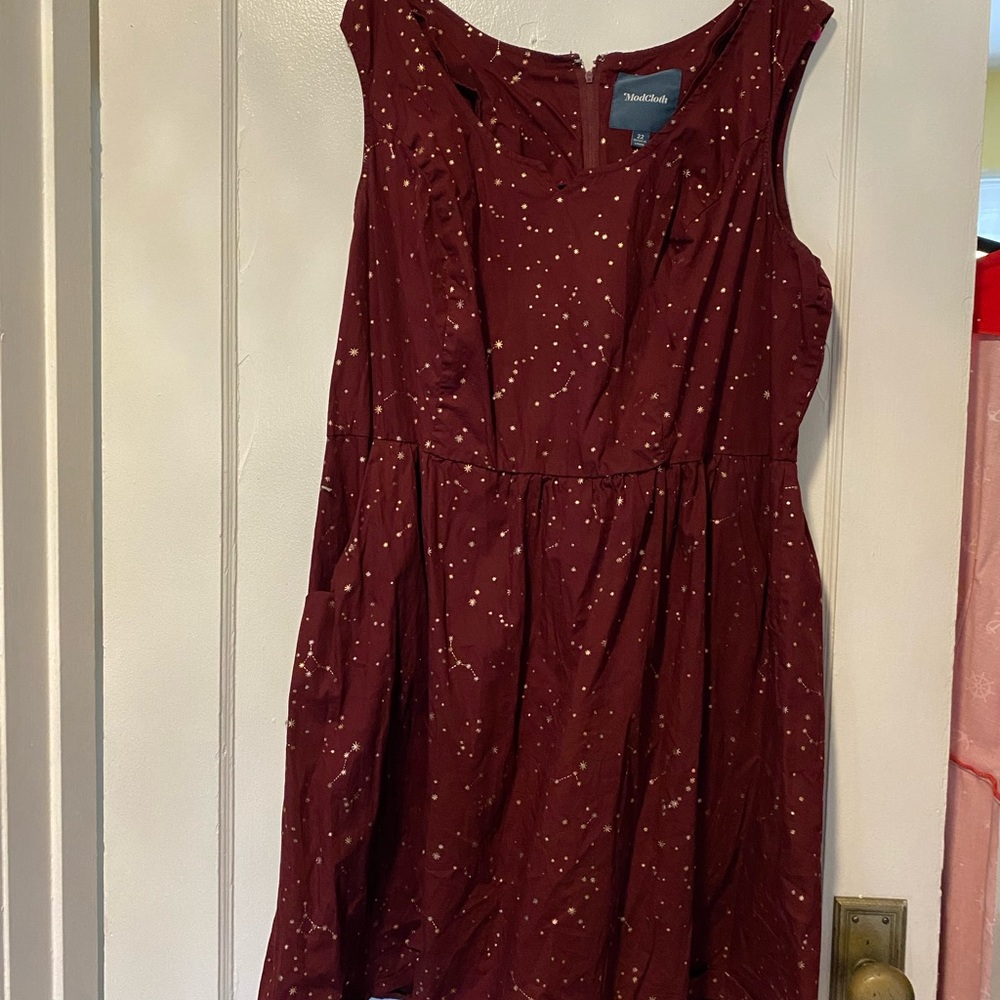 ModCloth Burgundy Star print dress